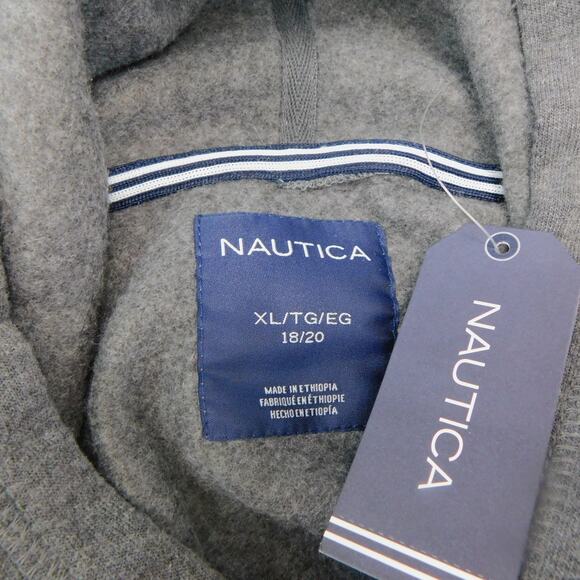 NWT Nautica Gray Pullover Hoodie -  With  Pocket - Youth Size 18/20 - Picture 5 of 6